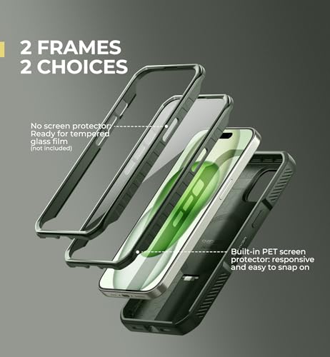 Dexnor for iPhone 15 Case with Slide Camera Cover & Adjustable Kickstand & Built-in Screen Protector, Magnetic Rugged Shockproof Bumper Cases Heavy-Duty Magnetic Protective Cover,Army Green by Dexnor - Used condition - Image 6