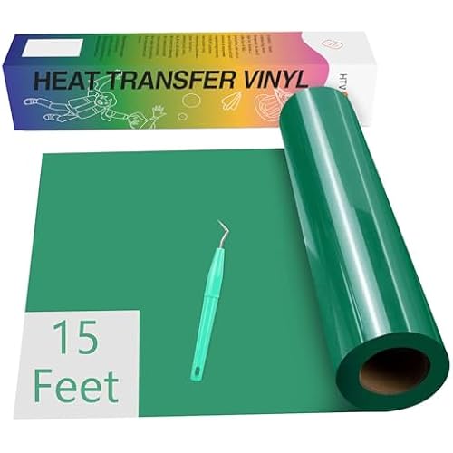 HTVRONT Heat Transfer Vinyl Green HTV Roll- 12" x 15ft HTV Vinyl for Shirts