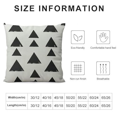 Glidax White Pillow Covers With Black Triangles Print Boho Aztec Blend Square Decorative Throw Pillow Covers For Sofa Couch Bed Decor,Multi-Size White thumb #4