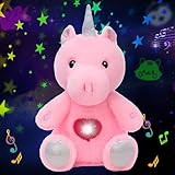 Cuteoy Plush Pink Unicorn Star Projector Musical Adjustable Singing Night Light Stuffed Animals Glowing Plushies Toy Gifts for Kids Birthday Easter Christmas,13''