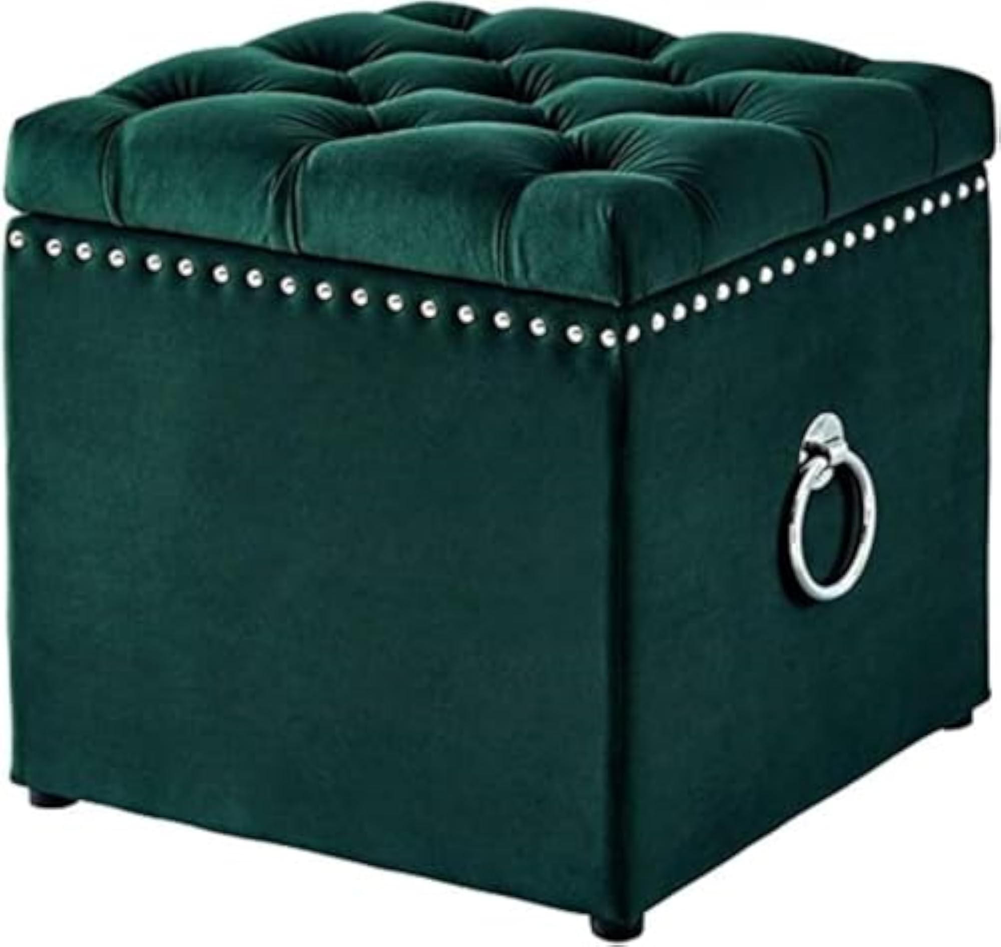 Velvet Square Storage Ottoman Stool for Bedroom & Living Room