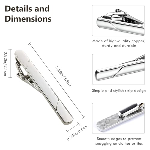 4 Pack Tie Clips for Men – Black, Gold, Blue, and Silver Tie Bar Set for Regular Ties, Elegant Gift Ideas - Thumbnail 7