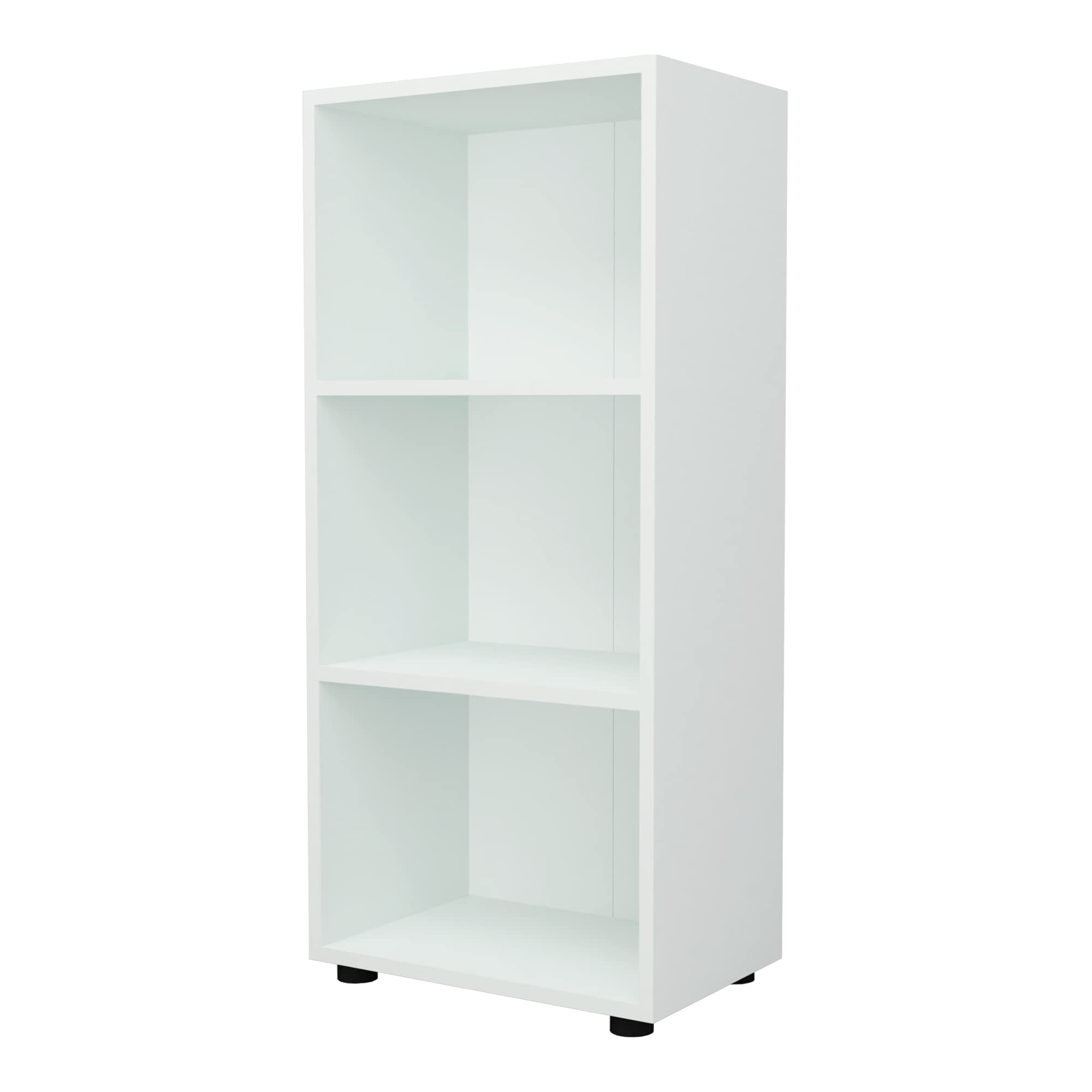 [en.casa] Bibliothèque Design Étagère Autoportante à 3 Niveaux Meuble de Rangement Panneau de Particules 108 x 49 x 30 cm Blanc