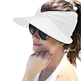 UTTPLL Women-Summer-Protection-Beach-Ponytail Sun Hats for Women Packable Wide Brim Sun Visor Cap for Beach Sport Golf Running White One Size
