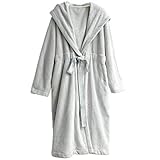 Generic Winter verdicken Flanell Damen Bademantel mit Kapuze Langarm Bademantel Vintage Prinzessin Nachtwäsche lose Nachtwäsche (Color : A, Size : Small) (AL)