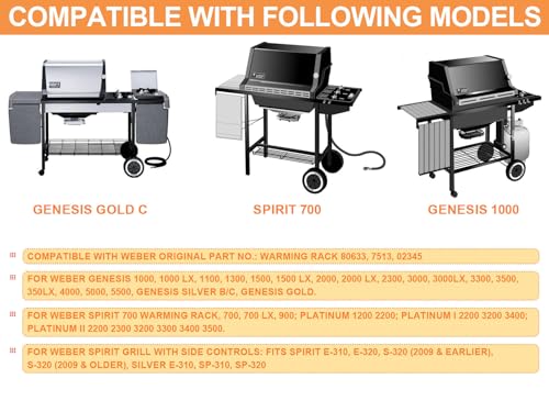 PETKAO 7513 Grill Warming Rack for Weber Genesis 1000 Parts Genesis 1000-5500, Genesis Silver/Gold C & B, 80633 Raised Grill Rack for Weber Spirit 700 Genesis Platinum Grill Stainless Steel 24.9"x4.7" by PETKAO - Image 2