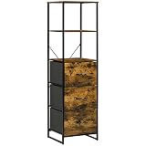 HOMCOM Estantería Librería Estantería para Libros con 3 Cajones de Tela Plegable y 2 Estantes de Almacenaje para Salón Oficina Dormitorio Estilo Industrial Antivuelco 44x40x155 cm Marrón Rústico