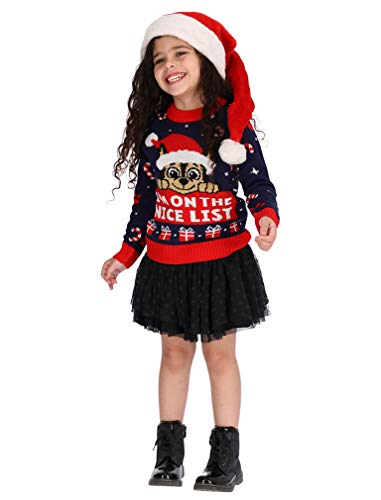 Patrulha Canina Chase Suéter I'm On The Nice lista Ugly Christmas Suéter infantil, Multicor, 3T