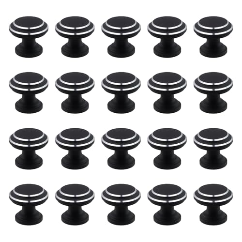 KUMGROT Round Knobs Drawer Cabinet Pulls Knobs Single Hole Zinc Alloy for Dresser Bedroom Bathroom Cabinet Door Hardware Black Chromium 20 Pcs