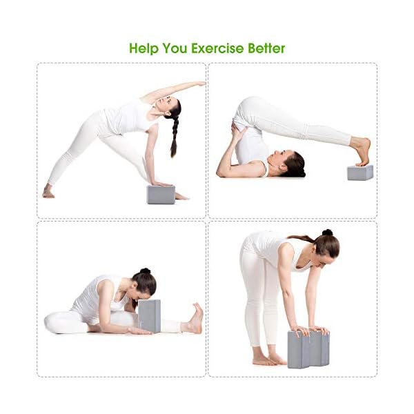 Syntus 9-in-1 Yoga Set, 1 Yoga Strap with 12 Loops, 2 EVA Foam Soft Non-Slip Yoga Blocks 9×6×4 inches,4 Resistance Bands with Instruction Book for Yoga, Pilates, Stretchings (Grey)