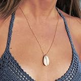 Chennie Boho Cowrie Shell Choker Necklace Gold Beach Puka Seashell Necklaces Handmade Adjustabale Ne