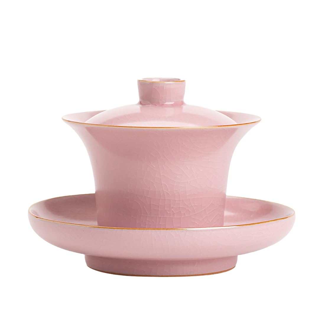 Amazon.co.jp: 仿汝窯 磁器 ピンク 三才蓋碗 茶杯 茶こし 茶海 茶壺