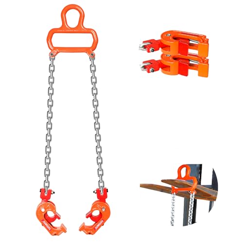 YATOINTO Updated Chain Drum Lifter 2200 lbs Load Capacity Works Great with Fork Lifts or Cranes Alloy Steel Frame G80 Galvanized Lifting Chain for Plastic and Metal Drum,Orange
