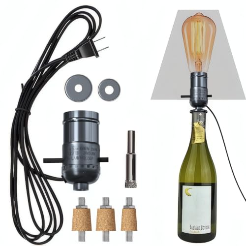 Bottle Lamp Kit, DIY Wine Bottle Lamp Kit with 9mm Drill Bit & Cord, 1 Pack