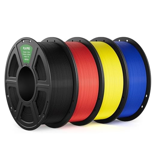 DEEPLEE PLA PRO Filament 1.75mm, Stronger Toughness 3D Printer Filament, PLA Filament Dimensional Accuracy +/- 0.02 mm, Neatly Wound, Fits Most FDM 3D Printer, 4 Pack Black & Red & Yellow & Blue