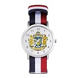 Reloj de pulsera de cuarzo personalizado con escudo de armas de Ucrania, números arábigos con correa ajustable para hombres y mujeres