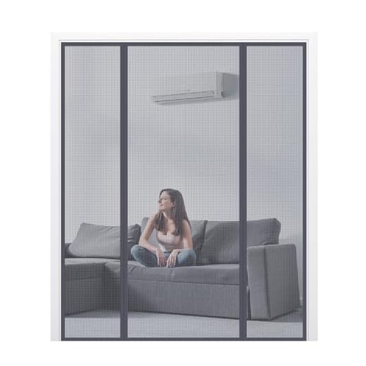 Extra Large Fiberglass Magnetic Screen Door for Sliding & Patio Doors – Heavy Duty Double Opening Mesh, Strong Magnets, Ideal for Large Openings, Gray
