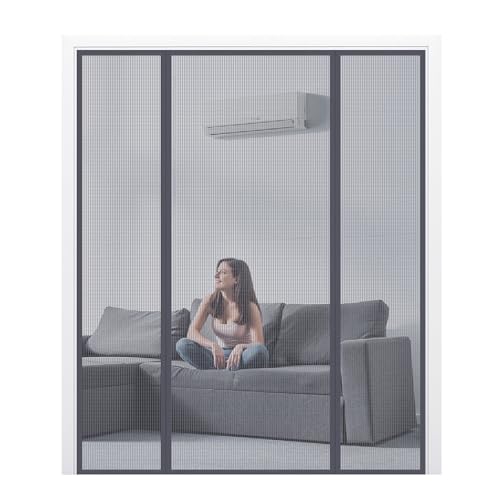 Image of 66 inch x 81 inch Extra Wide Fiberglass Magnetic Screen Door for Double Doors