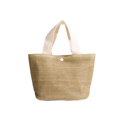 [EZ PEACH] かごバッグ 草編みバッグ レディース トートバッグ ハンドバッグ 編みバック 手提げ ハンドバッグ 小型 カジュアル おしゃれ かわいい 軽量 ビーチバッグ 通勤 海水浴 旅行用 夏 花火大会 お出かけ プレゼント かごバッグ レディース ハンドバッグ (ベージュ/White)