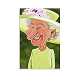 MYGGA Toile Tableau Regina Elisabetta II Cartone animato Divertenti Tela decorativa Arte da parete Soggiorno Poster Camera da letto 40x60cm Senza Cornice
