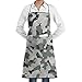 NA Cocina Chef Delantal con Peto Camuflaje Cuello Cintura Corbata Centro Canguro Bolsillo Impermeable