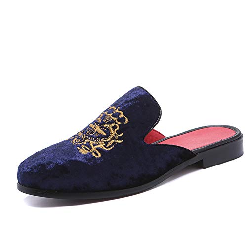 Flql Men's Leather Mules Casual Walking Shoes Athletic For Walk In The Park Size 12 Blue #TOP10