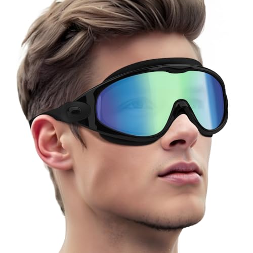 Polarized Swim Goggles, Anti UV & Fog Swimming Goggles for Adult, Unisex No Leaking Swimming Goggle for Men Women Youth Black