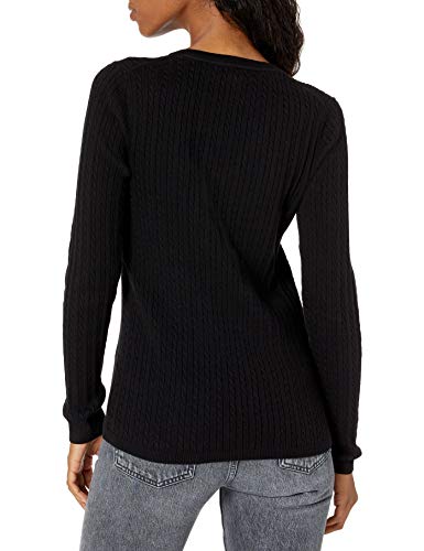 Tommy Hilfiger, V-Neck, Sweater For Women, Solid Black, Medium #TOP1