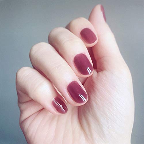 Unsutuo Oval Glossy Fake Nails with Press on Nails Short Pure Color Full Cover Gel Reusable Acrylic False Nails for Women(24Pcs)