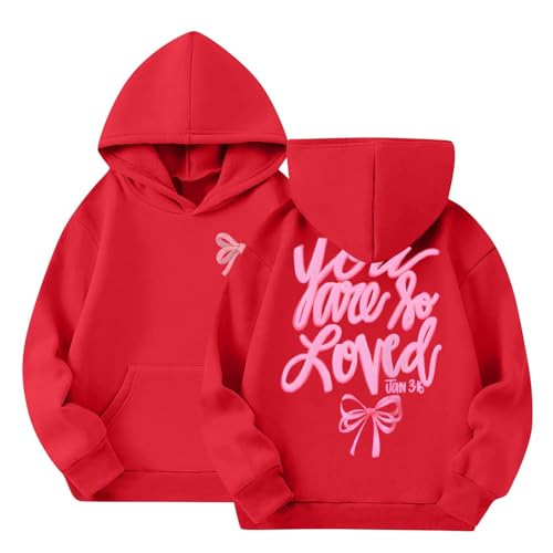 Hoodies Girls Cute Fleece Long Sleeve Sweatshirt Boys Hooded Letter Print Fall Lightweight Hoodie Outfit 2-14 Years
