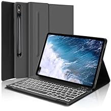 KVAGO Compatible with Galaxy Tab S9 11-inch 2023 Model / S8 2022 / S7 2020 11-inch Keyboard case. Smart Leather case with S Pen Slot. 7-Color Backlight/Magnetic Detachable Wireless Keyboard. Gray