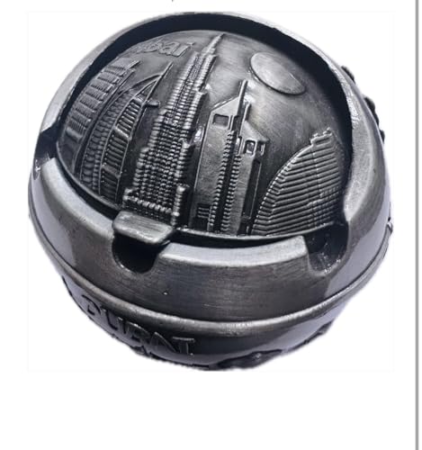 Dubai Skyline Metal Ashtray, Vintage Style, Antique Silver Finish