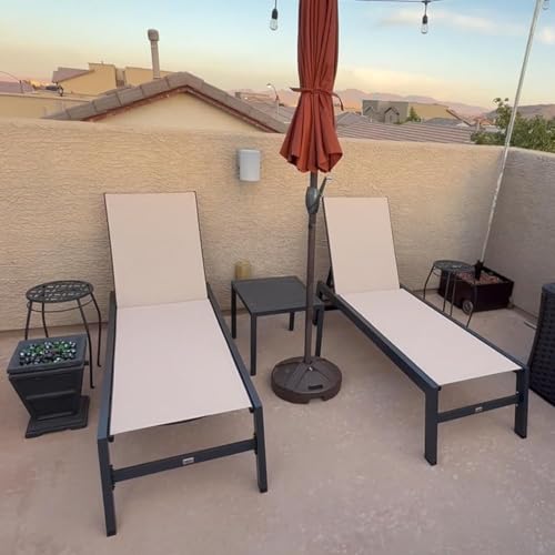 Image of PURPLE LEAF Patio Chaise Lounge Set of 4 Pieces Aluminum Outdoor Lounge Chairs with Wheels, Textilene Sunbathing Recliner for Pool, Yard, Garden, Beige