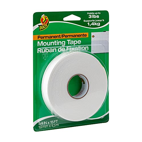 Duck Brand Permanent Foam Mounting Tape, Double-Sided, 0.75-Inch X 15 Feet, Single Roll, White (394666) #TOP8