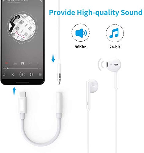 USB C to 3.5mm Aux Cable, USB C to 3.5mm Adapter Headphone, Type C to 3.5mm Audio Adapter Type C Audio Connector Hi-res Chipset for iPad Pro/Google Pixel/Pixel 2/2XL/3/Huawei/Samsung/Moto Z/Z2-2 Pack - Thumbnail 3