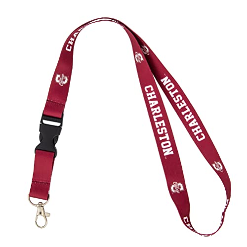 Desert Cactus College of Charleston Lanyard Cougars C of C Car Keys ID Badge Holder Keychain Detachable Breakaway Snap Buckle (Red)