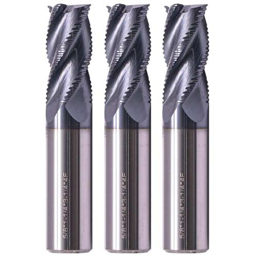 Image of 3Pcs 5 /8 inch 4 Flute Solid Carbide Roughing End Mill, ALCrSiN Nano Coated | 35 Degree Helix, 5 /8 inch Cutting Diameter, 5 /8 inch Shank Diameter, 1-1 /4 inch Length of Cut, 3-1 /4 inch Overall Length
