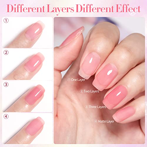 Born Pretty Jelly Gel Nail Polish Sheer Clear Nude Pink Gel Polish Set Crystal Transparent Translucent Gel Polish With Glossy Matte Top Coat And Base Coat Nail Art Diy Manicure Collection Gifts #TOP6