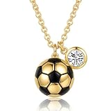 Quietrose Soccer Ball Pendant Necklace with Crystal Charm – Copper Sports Jewelry for Men, Women, Teens – Gift for Soccer Lovers, Players, Coaches & Fans