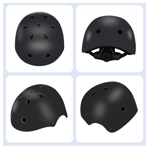 Image of Color Gradient Adjustable Kids Bike Helmet with Knee & Elbow Pads Set | Multi-Sport Safety Gear for Boys & Girls Ages 5-14 | Skateboarding, Scooters, Roller & Inline Skating, Longboarding