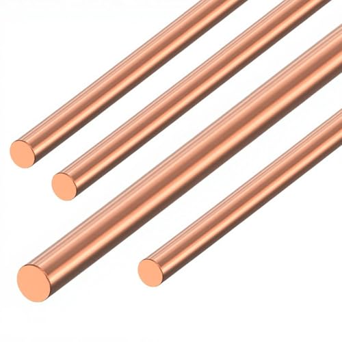 4-Pack Pure Copper Rods 8mm x 400mm - Solid C110 Metal Bars for Electrical Projects, Craft Cutting, and DIY Decor | 99.9% Conductive