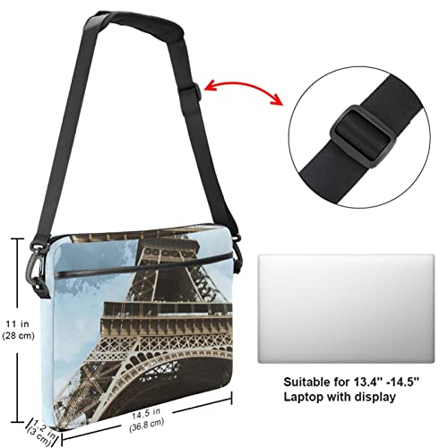 Maletín para portátil de 14 pulgadas con diseño retro de la Torre Eiffel multicolor 5