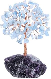CrystalTears Amethyst Crystal Tree Natural Reiki Healing Crystals Gemstone Bonsai Money Trees Wrapped on Fluorite Crystals Stone Base Feng Shui Crystal Tree for Home Decor 4.7"-5.1"