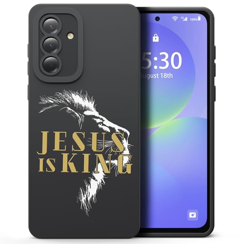CASBST Galaxy A36 5G �X�}�z�P�[�X Jesus is King Lion of Judah Christian Verse Design �X���� �V���R�� �ϏՌ� �ی� TPU �J�o�[ �@���I�M�� �M�t�g ���� ���̎q �j�� �u���b�N