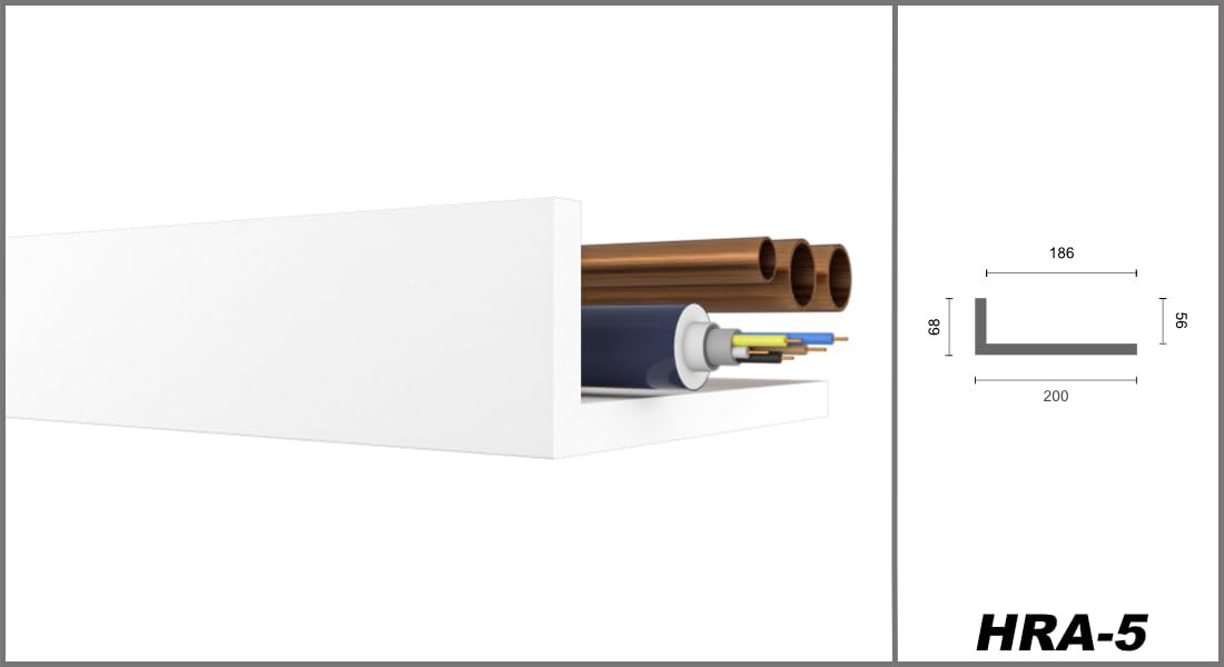 HEXIMO Winkelprofil weiß 1.7 Meter Profile - XPS Abdeckleisten für Heizungsrohre, L-Profil Rohrabdeckleiste Eckleiste Modell: HRA-5-68x200 mm (1.7 Meter/Leiste)
