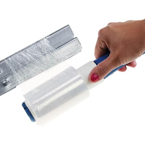 TigerSul Suprimentos Rolo de Filme Plástico Stretch, 50 Unidades, 10cm x 150 metros Com Cabo Aplicad