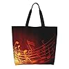 ENGhjes Red Flame Music Note Printed Women'S Shoulder Bag, Casual Tote Bag For Women Reusable Handbag For Work Gym Shopping #2