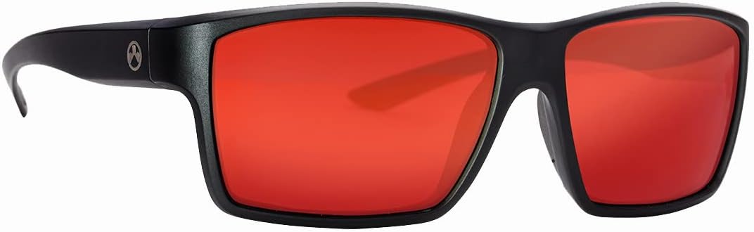 MagpulExplorer Men's Polarized Sunglasses Premium Casual Sports Eyewear, Matte Black Frame, Polarized Gray with Red Mirror