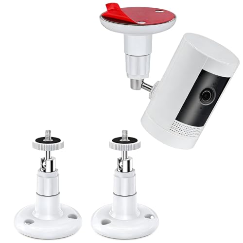 2 Pack Adjustable Security Wall Mount for Ring Camera&Stick Up Cam Battery,Indoor Outdoor Mount Bracket for Arlo HD/2/3/4,Ceiling Mount Kit for Plug-in HD Security Cam,VHB Adhesive or Screw,No Drill