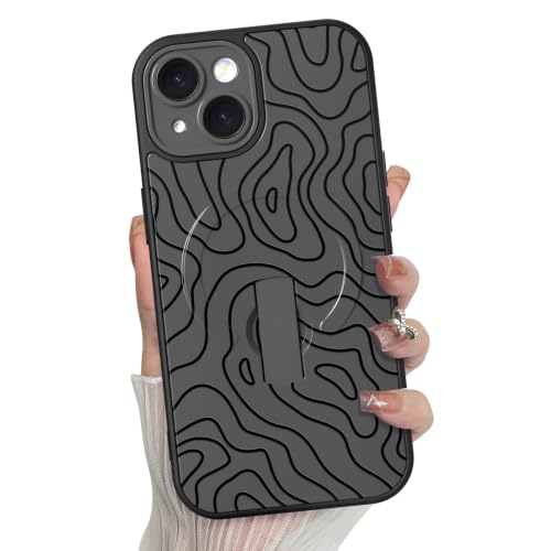 MZELQ for iPhone 15 Case Wave Ripple Cute Pattern -Black